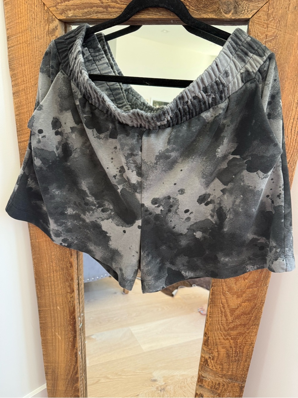 Tie-Dye Black & Gray Lounge Shorts